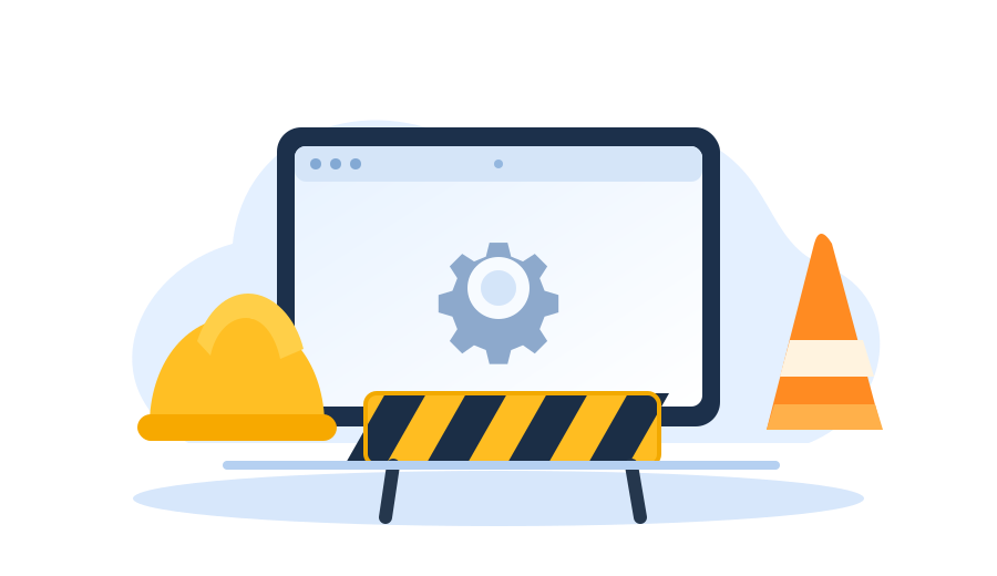 Illustration of a website under construction
